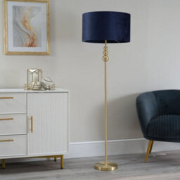 Valuelights Marissa Gold Stacked Ball Floor Lamp With Navy Blue Velvet Shade - Led Bulb Included - thumbnail 4
