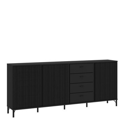 Furniture To Go Lusaka Sideboard 3 Door 4 Drawer In Black Graphite - image 1