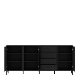 Furniture To Go Lusaka Sideboard 3 Door 4 Drawer In Black Graphite - thumbnail 3