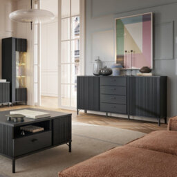 Furniture To Go Lusaka Sideboard 3 Door 4 Drawer In Black Graphite - thumbnail 4
