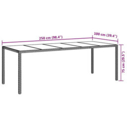 Berkfield Garden Dining Table Black 250X100X75 Cm Poly Rattan - thumbnail 6