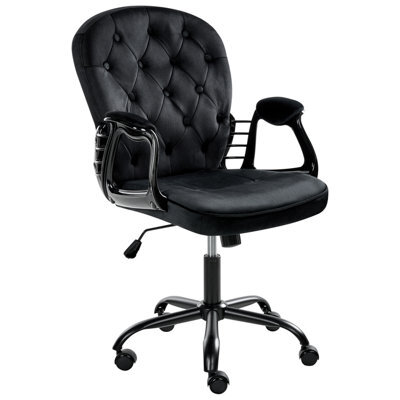 Beliani Desk Chair Princess Velvet Black - image 1