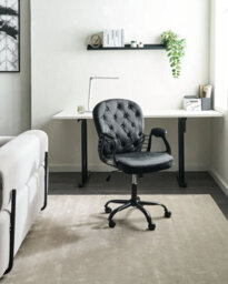 Beliani Desk Chair Princess Velvet Black - thumbnail 2