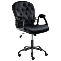 Beliani Desk Chair Princess Velvet Black - thumbnail 4