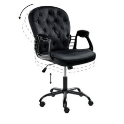 Beliani Desk Chair Princess Velvet Black - thumbnail 9