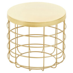 Orsina Gold Finish Side Table With Caged Base, Open Frame Design Bedside Table, Accent Side Table For Living Room - thumbnail 2