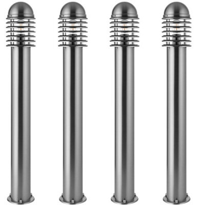 4 Pack 1M Outdoor Post Bollard Light Polished Steel Vandal Proof Pathway Lamp - image 1