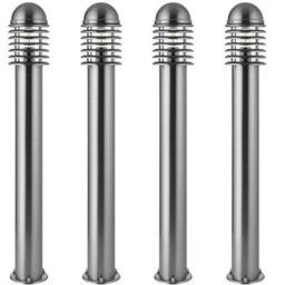 4 Pack 1M Outdoor Post Bollard Light Polished Steel Vandal Proof Pathway Lamp - thumbnail 1