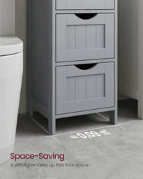 Songmics Bathroom Floor Storage Cabinet, Bathroom Storage Unit With 4 Drawers, Bathroom Cabinet Freestanding, Modern, Mystic Grey - thumbnail 4