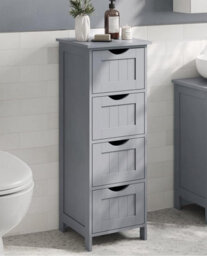 Bathroom Floor Storage Cabinet, Bathroom Storage Unit With 4 Drawers, Bathroom Cabinet Freestanding, Modern, Mystic Grey