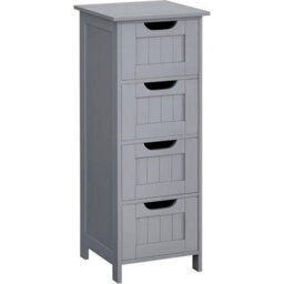 Songmics Bathroom Floor Storage Cabinet, Bathroom Storage Unit With 4 Drawers, Bathroom Cabinet Freestanding, Modern, Mystic Grey - thumbnail 7