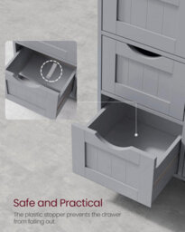 Songmics Bathroom Floor Storage Cabinet, Bathroom Storage Unit With 4 Drawers, Bathroom Cabinet Freestanding, Modern, Mystic Grey - thumbnail 6