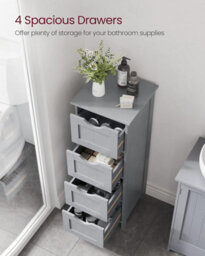 Songmics Bathroom Floor Storage Cabinet, Bathroom Storage Unit With 4 Drawers, Bathroom Cabinet Freestanding, Modern, Mystic Grey - thumbnail 3