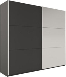 Arte Black Matt Sliding Wardrobe 225Cm With Mirror - Sleek Look, Streamlined Storage - thumbnail 1