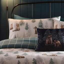 Dreams & Drapes Bear Walks Luxe Teal Velvet Filled Cushion - thumbnail 3