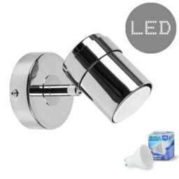 Valuelights Rosie Silver Indoor Wall Spotlight And Gu10 Spotlight Led 5W Warm White 3000K Bulb