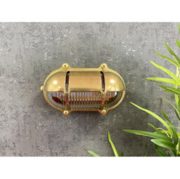 Lampfix Navigator 09608 Outdoor Ip64 1 Light Decorative Eyelid Bulkhead Light In A Raw Brass Finish