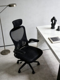 Home Treats High Back Office Chair Black Tilt & Swivel Desk Chair With Headrest Lumbar Support & Lift Up Arms - thumbnail 6
