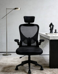 Home Treats High Back Office Chair Black Tilt & Swivel Desk Chair With Headrest Lumbar Support & Lift Up Arms - thumbnail 7