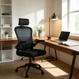 Home Treats High Back Office Chair Black Tilt & Swivel Desk Chair With Headrest Lumbar Support & Lift Up Arms