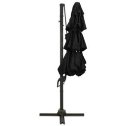 Berkfield 4-Tier Parasol With Aluminium Pole Black 3X3 M - thumbnail 4