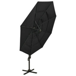 Berkfield 4-Tier Parasol With Aluminium Pole Black 3X3 M - thumbnail 3