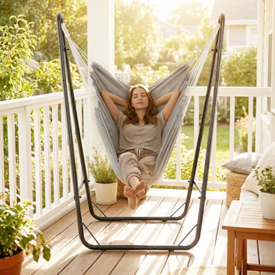 Gainoom Hammock Chair With Stand Swing Chair With Heavy Duty Metal Frame And Side Pocket - image 1