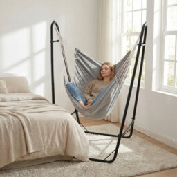 Gainoom Hammock Chair With Stand Swing Chair With Heavy Duty Metal Frame And Side Pocket - thumbnail 3