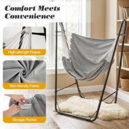 Gainoom Hammock Chair With Stand Swing Chair With Heavy Duty Metal Frame And Side Pocket - thumbnail 6
