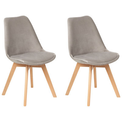 Beliani Set Of 2 Dining Chairs Dakota Ii Velvet Taupe - image 1