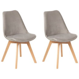 Beliani Set Of 2 Dining Chairs Dakota Ii Velvet Taupe - thumbnail 1