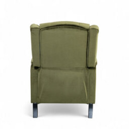 Velvet Wingback Recliner Armchair Manual Push Back Button Back Stud Detail - thumbnail 6