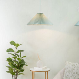 Valuelights Akira Blue Hanging Pendant Ceiling Light With Pleated Lampshade - Led Bulb Included - thumbnail 5