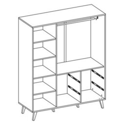 Arte Elegant White Matt Hinged Wardrobe W1500mm H2010mm D550mm With Leather Handles & Wooden Legs - thumbnail 3