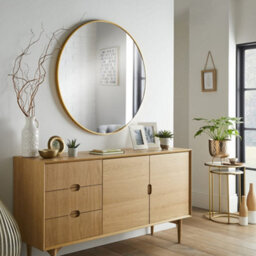 The Online Mirror Shop Wall Mirror Bexley Round Shaped With Brushed Gold Aluminium Frame- Diameter 60Cm For Lounge Exuding Opulence, Art Deco Home