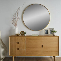 The Online Mirror Shop Wall Mirror Bexley Round Shaped With Brushed Gold Aluminium Frame- Diameter 60Cm For Lounge Exuding Opulence, Art Deco Home - thumbnail 2
