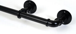 Lister Cartwright 25mm Obsidian Black Industrial Pipe Eyelet Fixed Curtain Pole Heavy Duty Metal Curtain Rod(120 Cm) - thumbnail 3