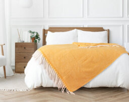 Nevni Mohair Style Light Weight Soft & Cozy Single Cotton Blanket -125 X 150 Cm, Yellow - thumbnail 2