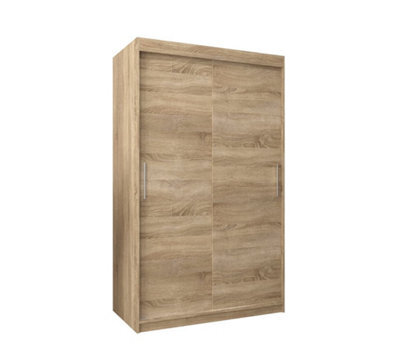 Arte Tokyo Contemporary 2 Sliding Door Wardrobe 5 Shelves 2 Rails Oak Sonoma Effect (H)2000mm (W)1200mm (D)620mm - image 1