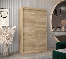 Arte Tokyo Contemporary 2 Sliding Door Wardrobe 5 Shelves 2 Rails Oak Sonoma Effect (H)2000mm (W)1200mm (D)620mm - thumbnail 2