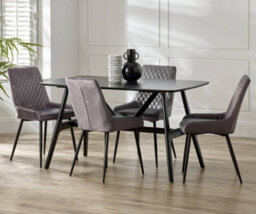 Bo Living Goran 6 Seater Solid Wood Dining Table - Black Stained Oak Dining Table For A Modern Dining Room - Solid Rubberwood - thumbnail 2