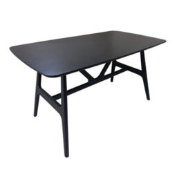 Bo Living Goran 6 Seater Solid Wood Dining Table - Black Stained Oak Dining Table For A Modern Dining Room - Solid Rubberwood - thumbnail 4