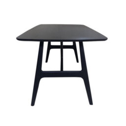 Bo Living Goran 6 Seater Solid Wood Dining Table - Black Stained Oak Dining Table For A Modern Dining Room - Solid Rubberwood - thumbnail 5