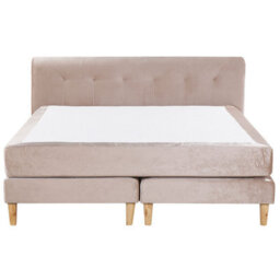 Beliani Divan Bed Velvet Marquise 180 X 200 Cm (Eu Super King) Beige - thumbnail 4