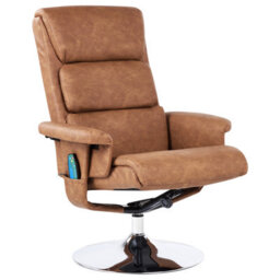 Beliani Massage Chair Legend With Footstool Faux Leather Brown - thumbnail 4