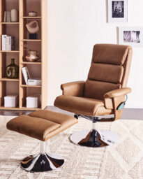 Beliani Massage Chair Legend With Footstool Faux Leather Brown - thumbnail 2