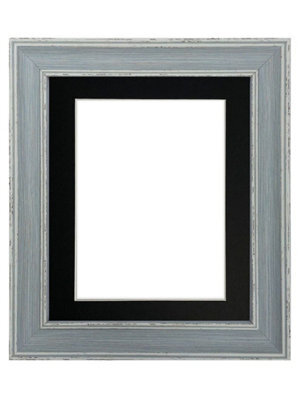 Frames By Post Scandi Distressed Blue Frame With Black Mount For Image Size A4 - image 1