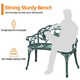 Yaheetech Green Outdoor Metal Garden Bench With Adjustable Foot Pads - thumbnail 6