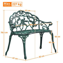 Yaheetech Green Outdoor Metal Garden Bench With Adjustable Foot Pads - thumbnail 3