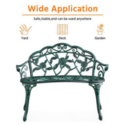 Yaheetech Green Outdoor Metal Garden Bench With Adjustable Foot Pads - thumbnail 5